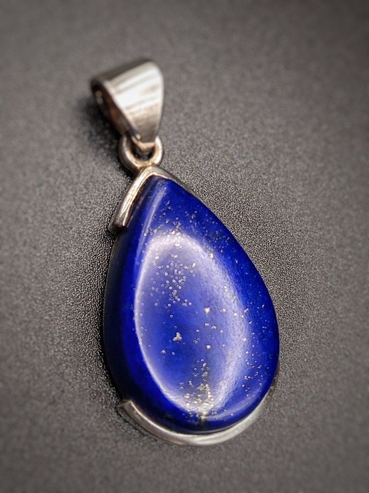 Ασημένιο κόσμημα 925 σε Λαπίς Λάζουλι υψηλής ποιότητας, μοναδικό κομμάτι. - Ύψος: 35 mm - Πλάτος: 20 mm- 7.6 g - (1) #2.1
