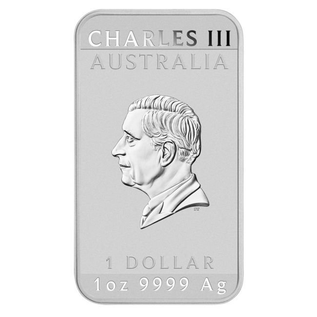 1 Troy Ounce - Ezüst .999 - 2025 1 oz $1 AUD Australia 9999 Fine Silver Rectangle Dragon Coin-Bar BU  (Nincs minimálár) #1.0