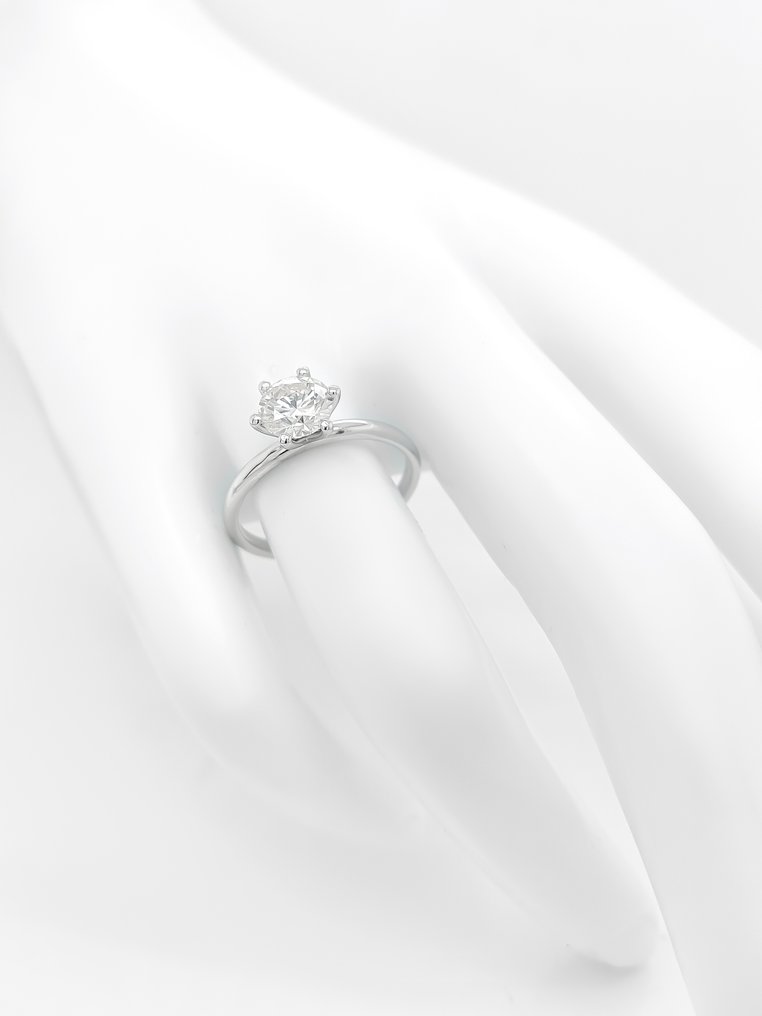 Bague - 14 carats Or blanc, H/VS1 - 1.01ct. tw. Diamant (Naturelle) - Certificat IGI #4.3