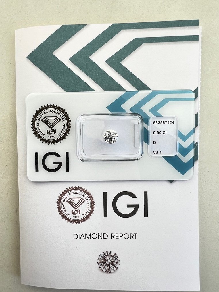 1 pcs Gyémánt (Természetes) - 0.90 ct - Kerek - D (színtelen) - VS1 - Nemzetközi Gemmológiai Intézet (IGI) #3.2