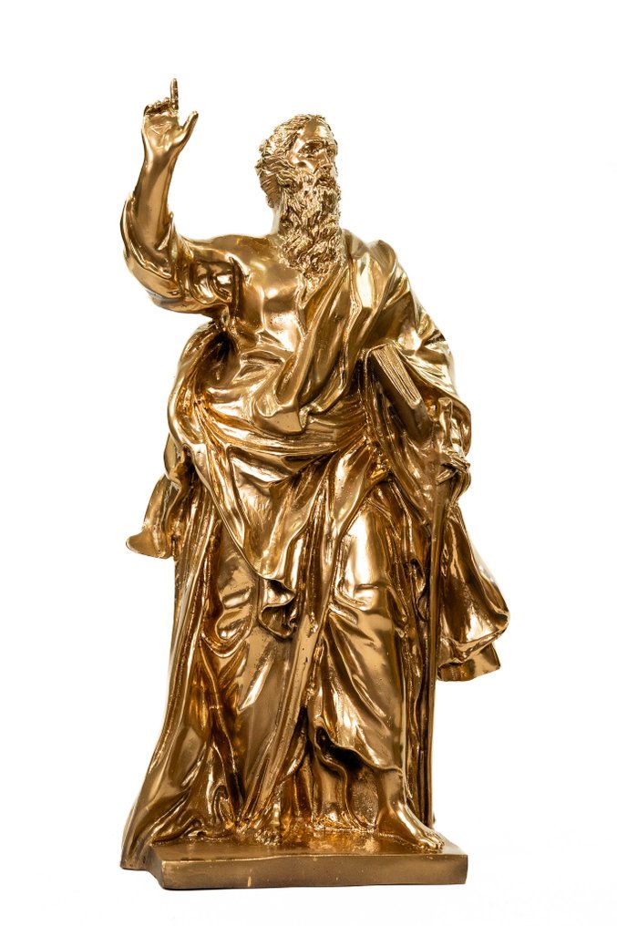 Skulptur, Coppia san Pietro e Paolo in bronzo dorato - 58 cm - Bronse #3.2