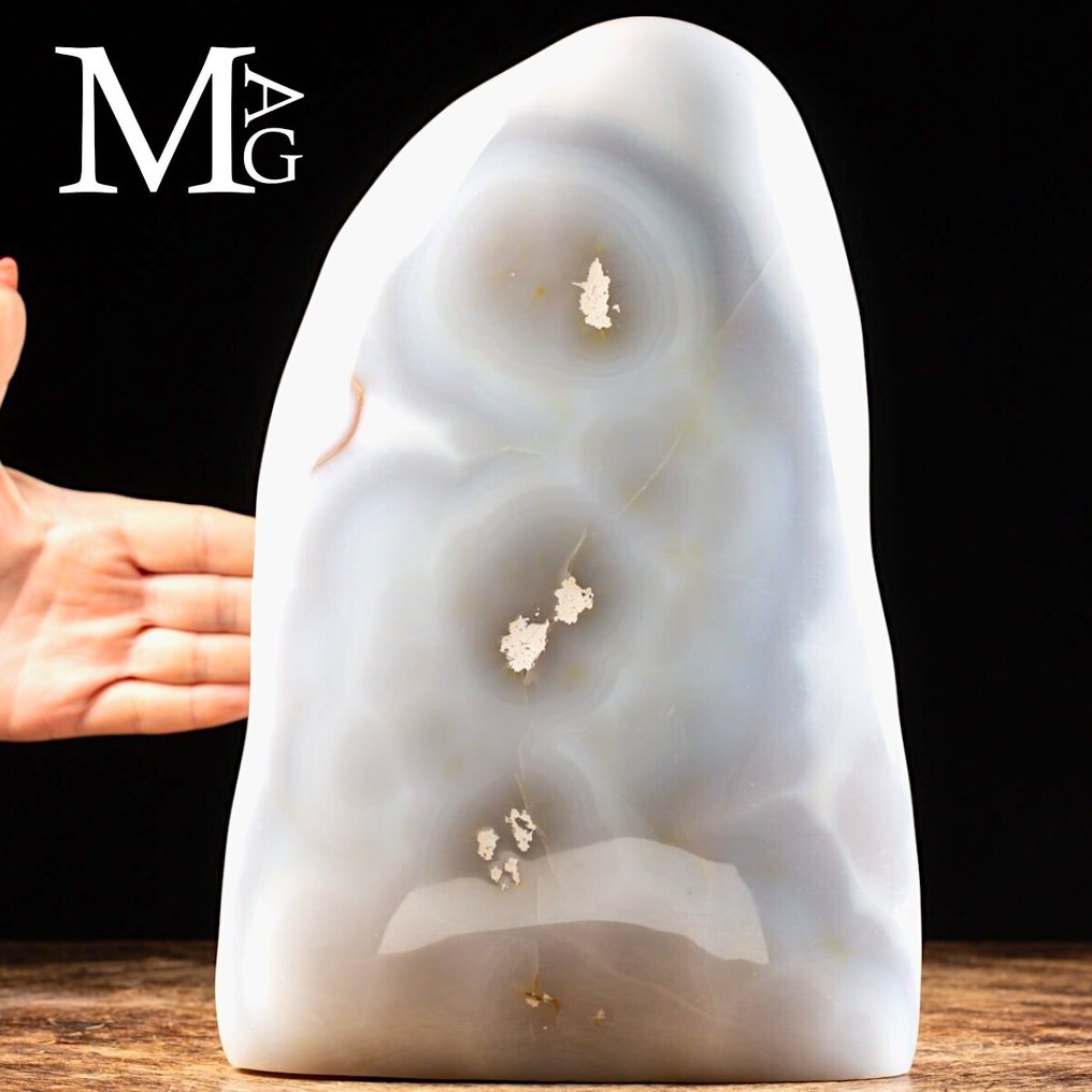 White Agate Free Form - Massive Formation of White Ocellated Agate - Altezza: 285 mm - Larghezza: 185 mm- 7135 g #1.0