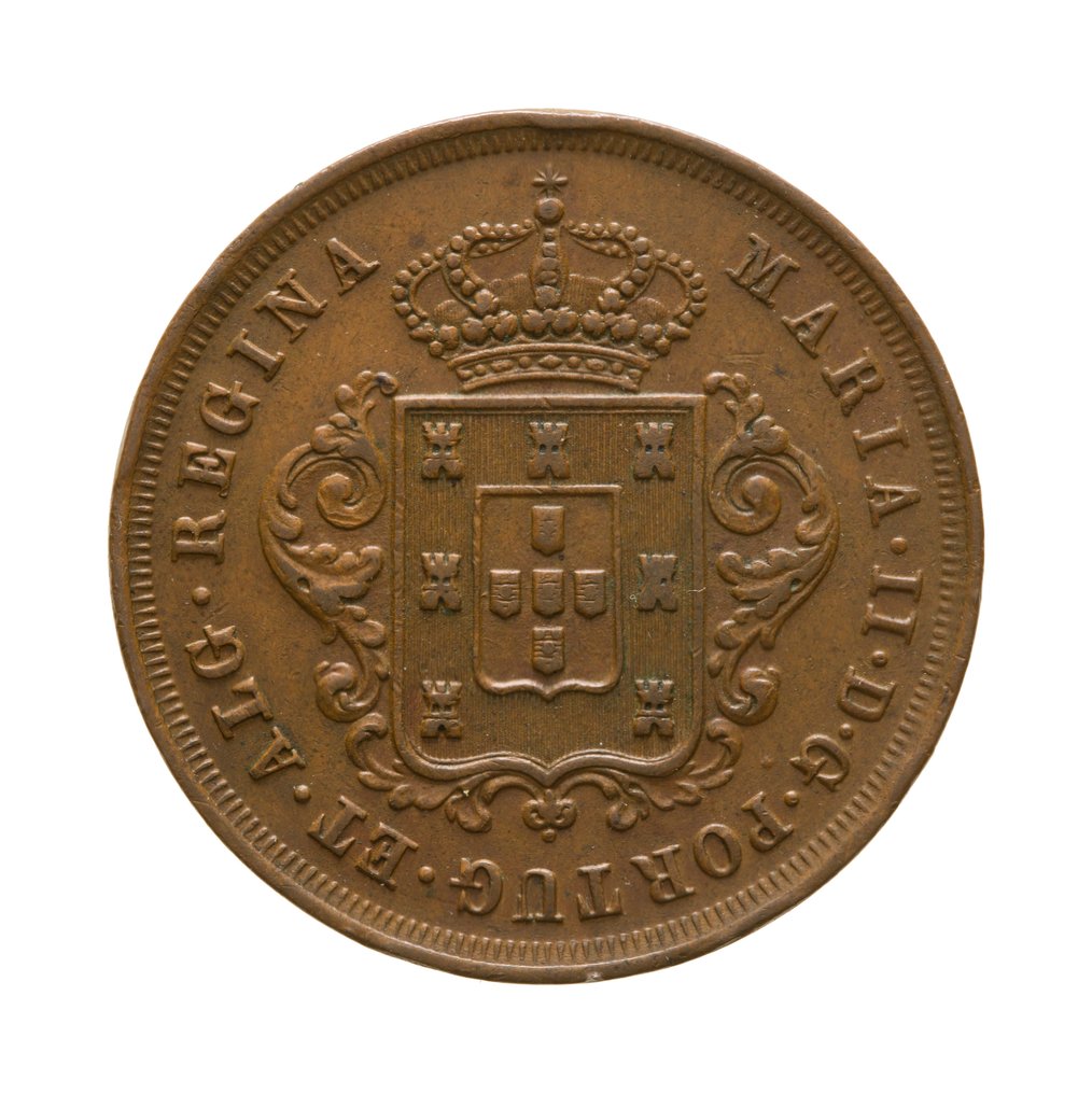 葡萄牙, 馬德拉. D. Maria II (1834-1853). X Reis 1852 - Coroa c/ Forro - Escassa  (沒有保留價) #1.0