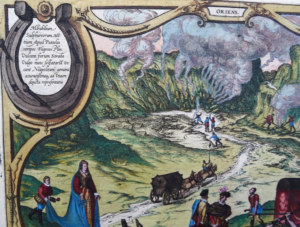 Italy - Campania, Napoli, Campi Flegrei, Solfatra, Pozzuoli; Braun & Hogenberg - Mirabilium Sulphureorum Motium Apud Puteolos (..) - 1561-1580 #2.1