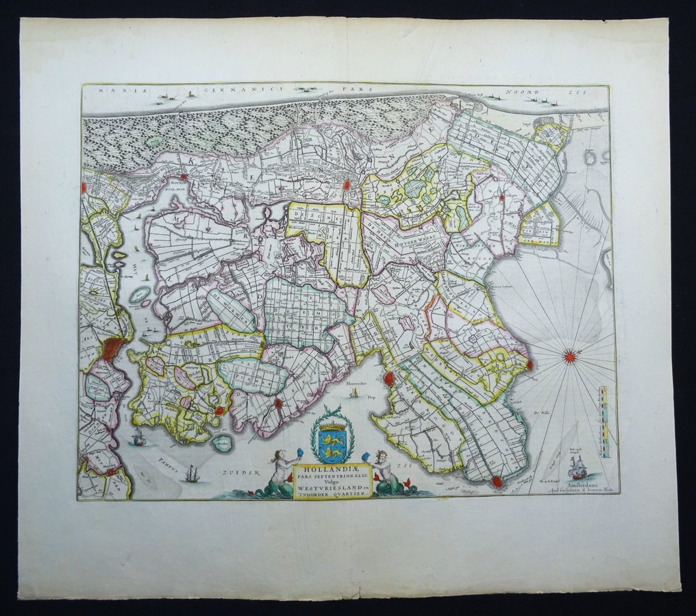 Netherlands - North Holland, West Friesland, Amsterdam, Hoorn, Enkhuizen, Alkmaar, Kop van Noord Holland....; W. Blaeu / J. Blaeu - Hollandiae pars Septentrionalis, Vulgo Westvriesland en ’t Noorder Quartier. - 1621-1650 #3.2