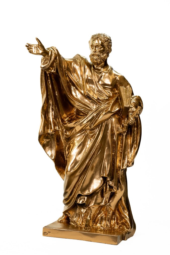 Skulptur, Coppia san Pietro e Paolo in bronzo dorato - 58 cm - Bronse #2.1