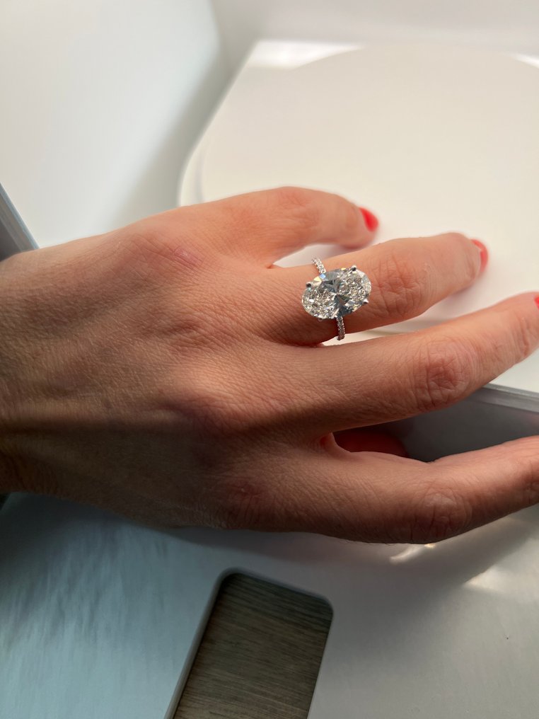 Δαχτυλίδι - 14 καράτια Λευκός χρυσός -  5.34ct. tw. Διαμάντι (Εργαστηριακής καλλιέργειας) - Διαμάντι #2.1