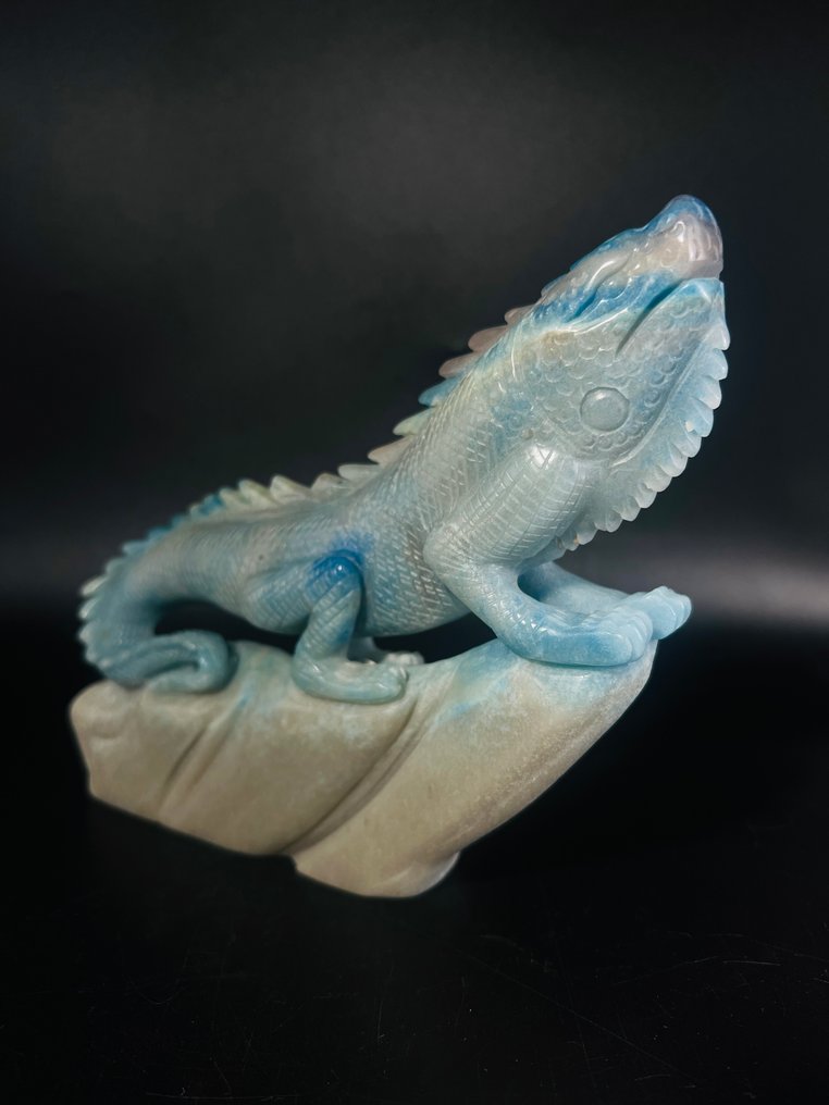 Trolleite Lizard Carving – Handcrafted Symbol of Transformation and Grounding - Höhe: 130 mm - Breite: 150 mm- 648 g - (1) #1.0