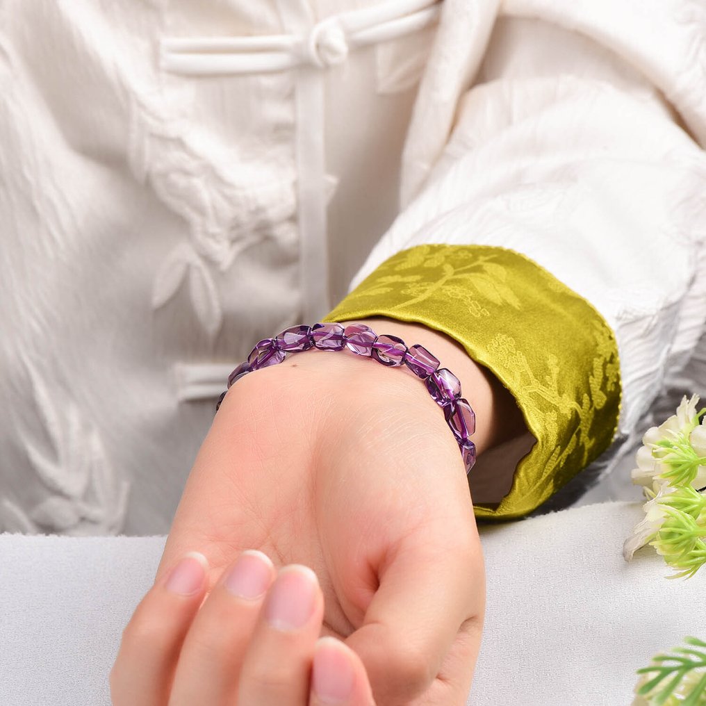 No Reserve - ALGT Certified - Natural Amethyst Bracelet - An intense hue captured in crystal-clear purity- 14.52 g #1.0