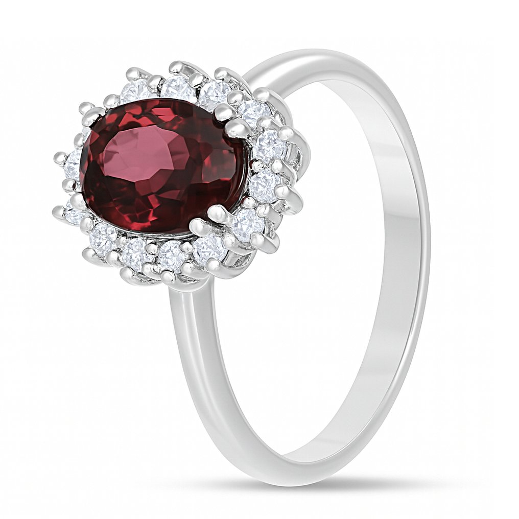 Bague - 18 carats Or blanc -  1.97ct. tw. Tourmaline - Diamant #4.3