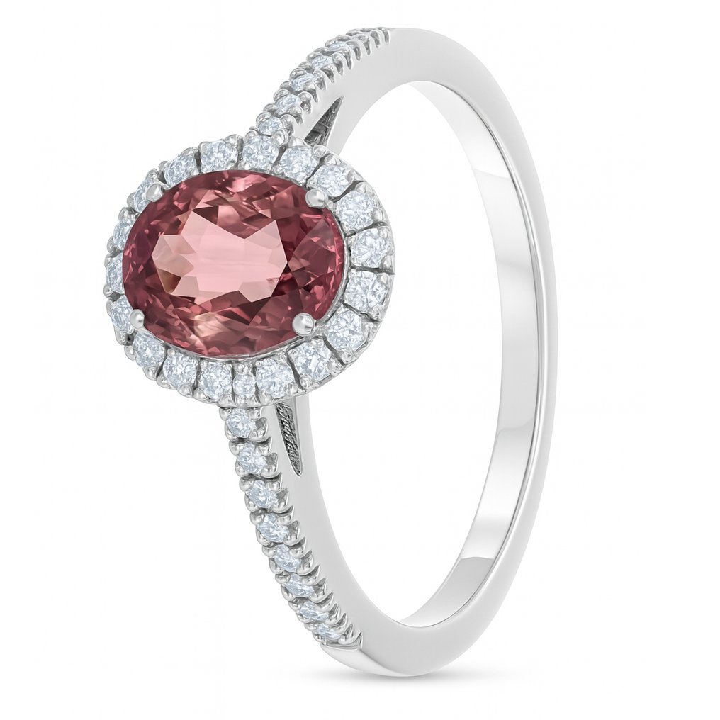 Bague - 18 carats Or blanc -  2.16ct. tw. Tourmaline - Diamant #4.3