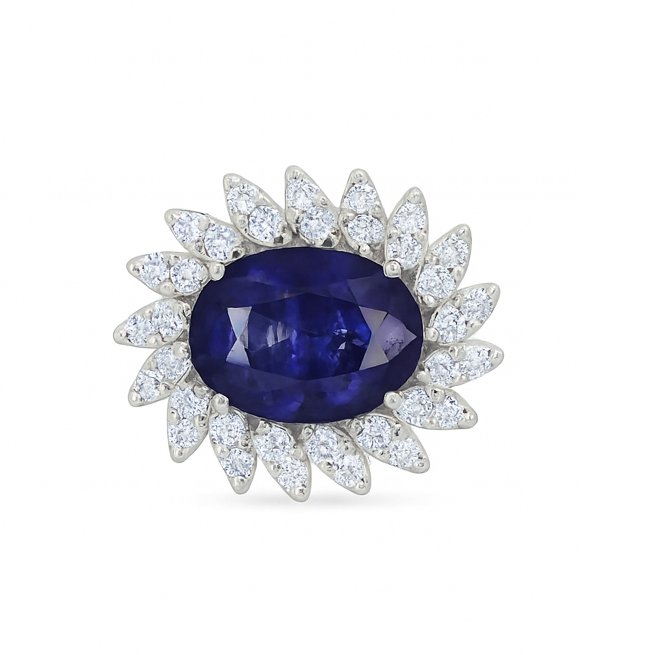 耳环 - 18K包金 白金 - 3.98ct. tw. 蓝宝石 - 钻石 #4.3