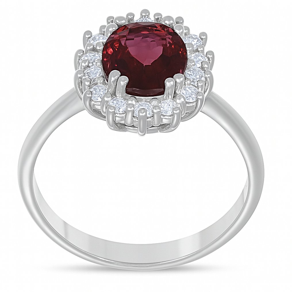 Bague - 18 carats Or blanc -  1.97ct. tw. Tourmaline - Diamant #2.1