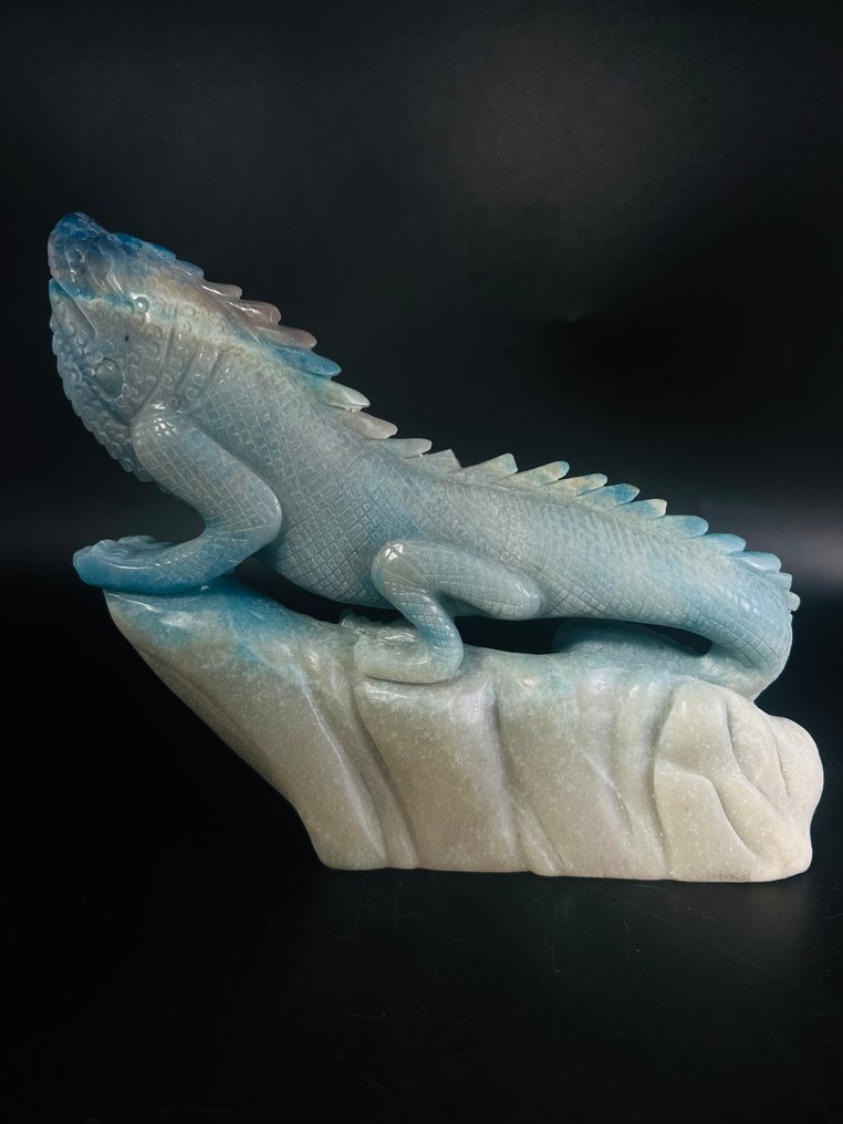 Trolleite Lizard Carving – Handcrafted Symbol of Transformation and Grounding - Höhe: 130 mm - Breite: 150 mm- 648 g - (1) #4.3