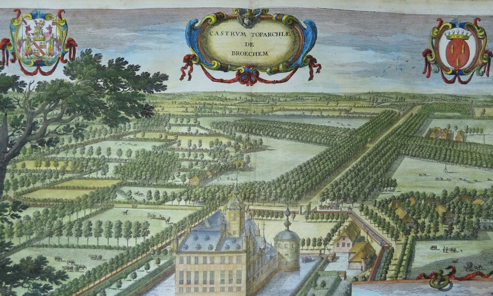 Belgio - Ranst, Anversa, Castello Brouchem; Jacques Le Roy / J. van Weerden / Adam Perelle - Castrum Toparchiae de Broechem - 1701-1720 #2.1