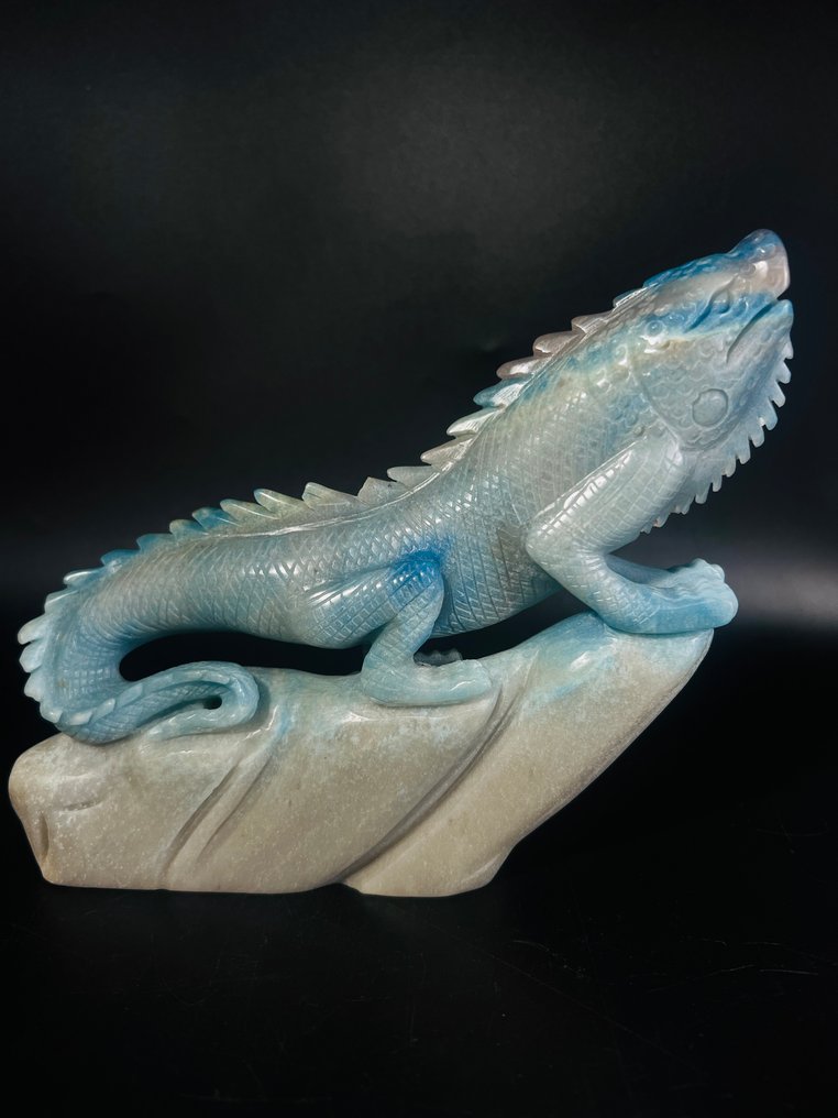 Trolleite Lizard Carving – Handcrafted Symbol of Transformation and Grounding - Höhe: 130 mm - Breite: 150 mm- 648 g - (1) #1.0