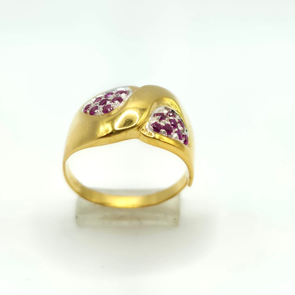 没有保留价 - 鸡尾酒戒指 - 9 kt. 黄金, 银 红宝石 #1.0