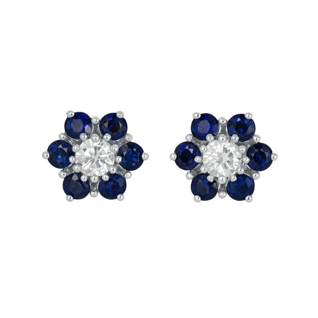 Øredobber - 18 karat Hvitt gull - 2.80ct. tw. Safir - Diamant #4.3