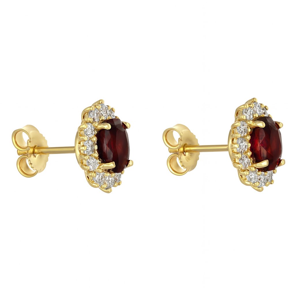 Drop fülbevaló - 18 kt. Rózsa arany - 3.10ct. tw. Rubin - Gyémánt #3.2