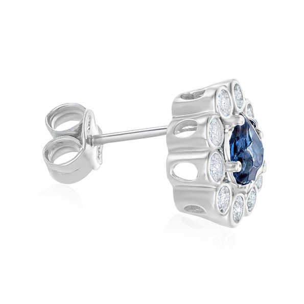 Σκουλαρίκια - 18 καράτια Λευκός χρυσός - 1.94ct. tw. Ζαφείρι - Διαμάντι #2.1