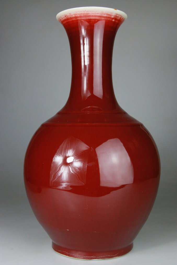 Superbe Vase flamme - Porselein, E-mail Flambe Sang de Boeuf - Marque - China - 20e eeuw #1.0