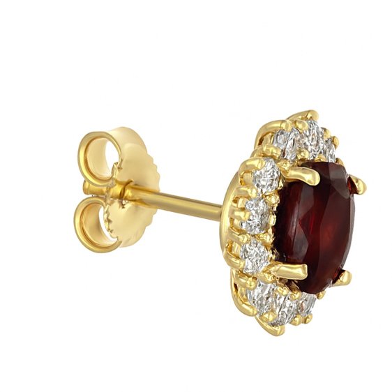 Drop fülbevaló - 18 kt. Rózsa arany - 3.10ct. tw. Rubin - Gyémánt #4.3