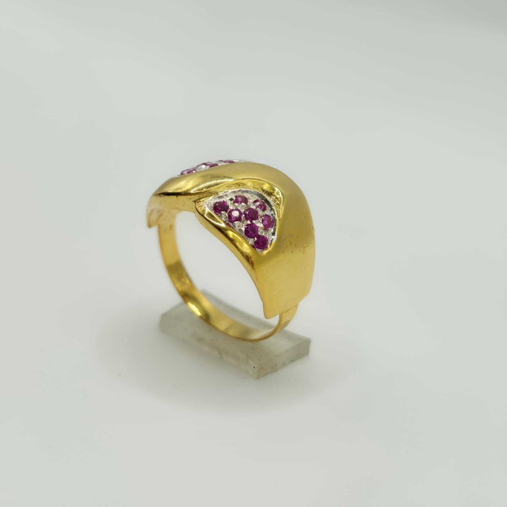 没有保留价 - 鸡尾酒戒指 - 9 kt. 黄金, 银 红宝石 #1.0