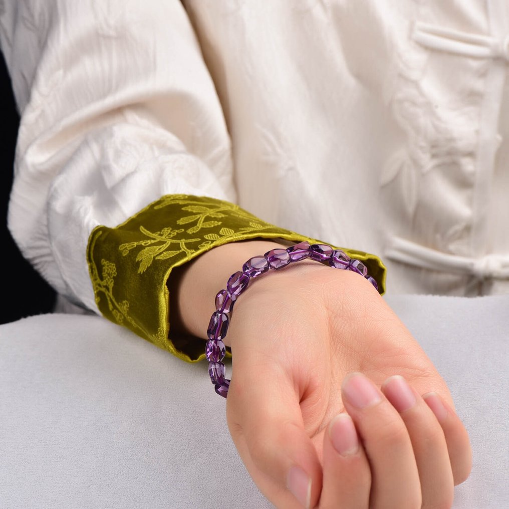 Nessuna Riserva - Certificato ALGT - Bracciale in ametista naturale Un colore intenso potenziato da una chiarezza eccezionale- 14.95 g #1.0