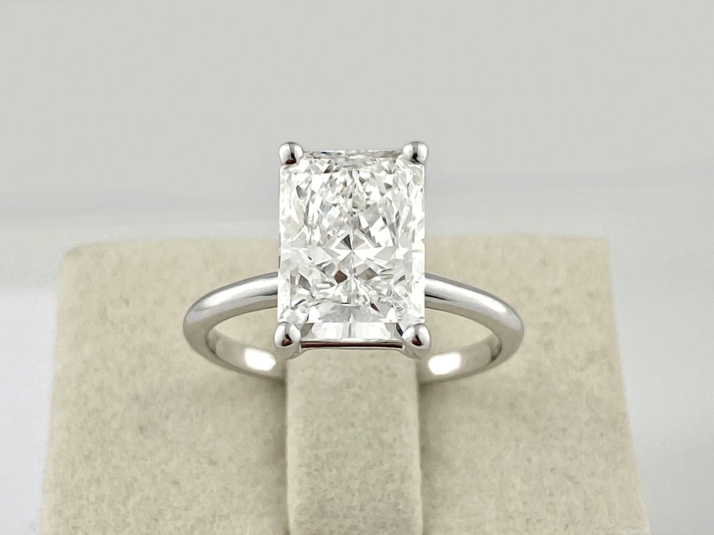 戒指 - 14K包金 白金 - 3.60ct. tw. 钻石 (实验室培育) #1.0