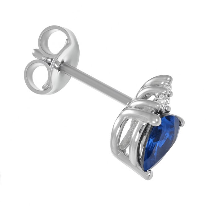 耳环 - 18K包金 白金 -  1.47ct. tw. 蓝宝石 - 钻石 #1.0