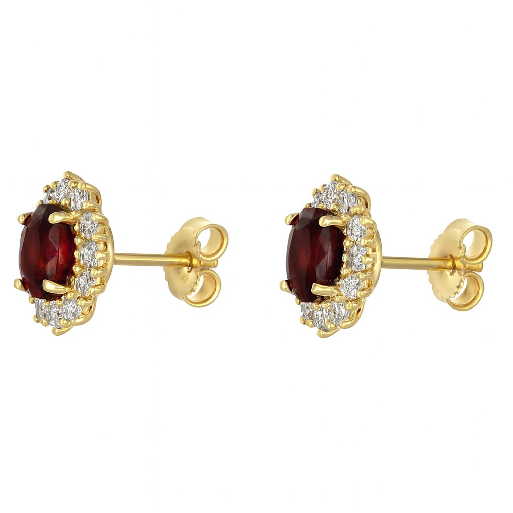 Drop fülbevaló - 18 kt. Rózsa arany - 3.10ct. tw. Rubin - Gyémánt #2.1