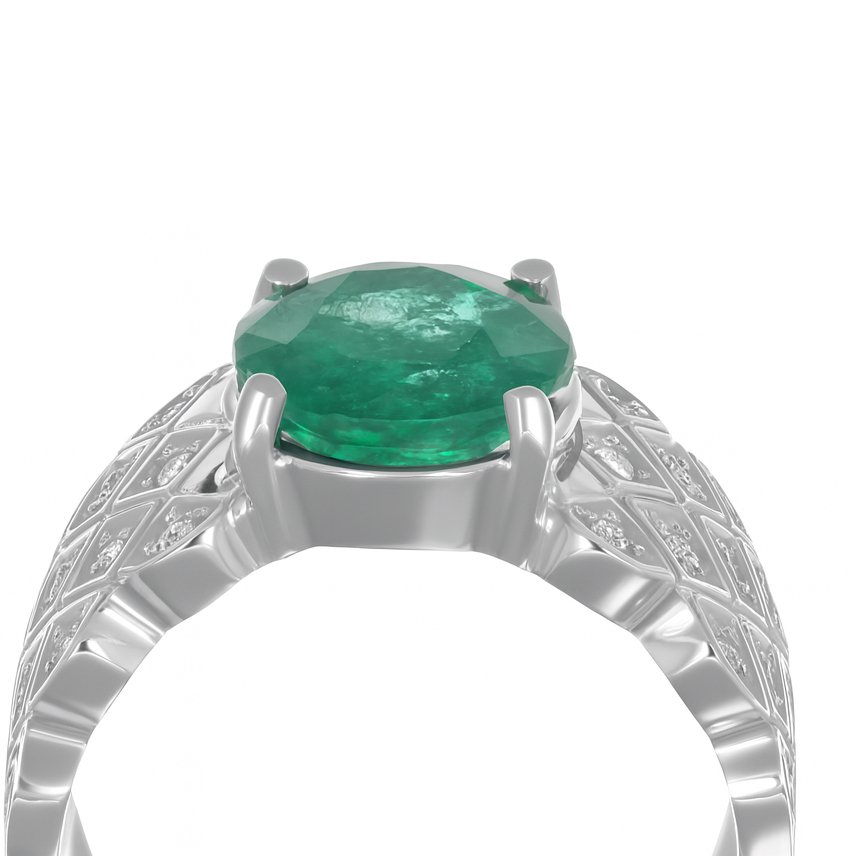 Δαχτυλίδι - 18 καράτια Λευκός χρυσός -  3.00ct. tw. Σμαράγδι - Διαμάντι #2.1