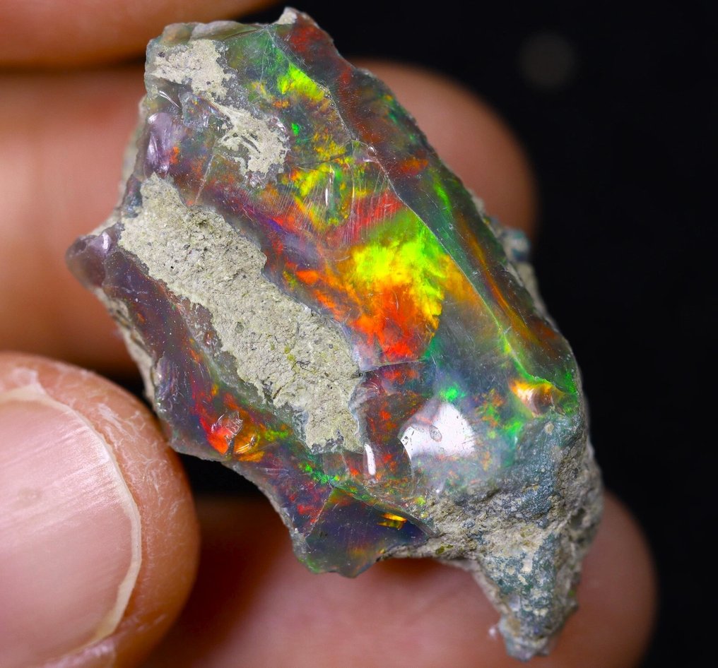 26,5 Karat - RAR - Top-Farben - Wunderschöner natürlicher unbehandelter schwarzer Opal Rohversion - Sieh dir das Video an!- 5.3 g #2.1