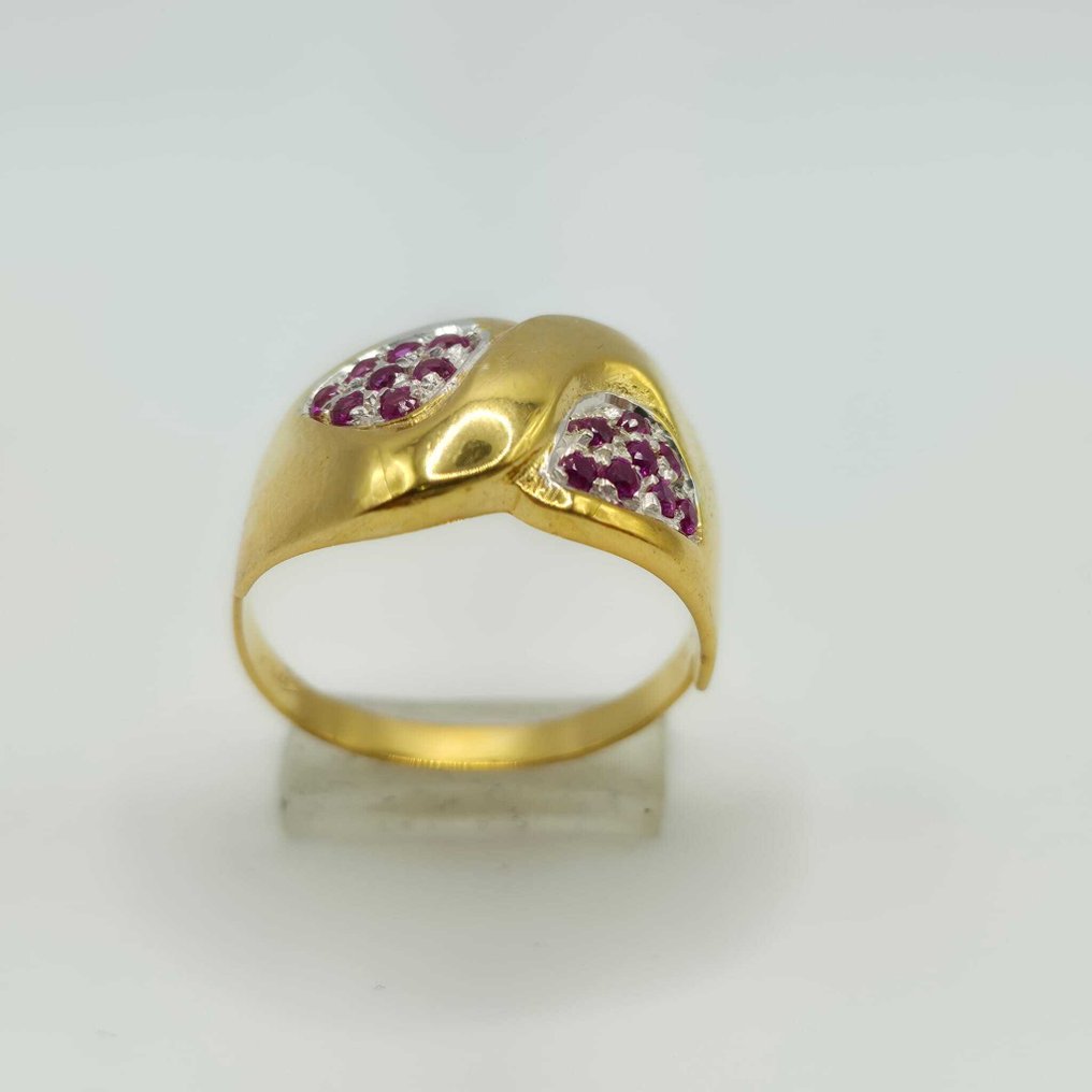 没有保留价 - 鸡尾酒戒指 - 9 kt. 黄金, 银 红宝石 #3.2