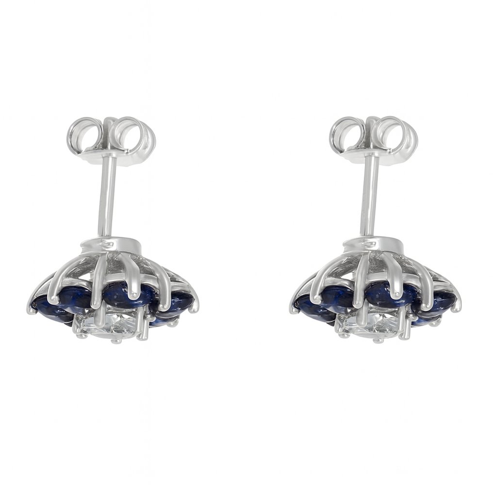 Øredobber - 18 karat Hvitt gull - 2.80ct. tw. Safir - Diamant #1.0
