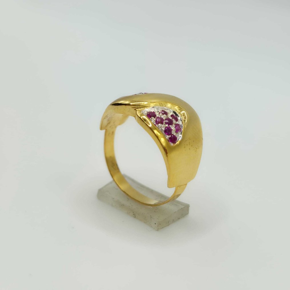 没有保留价 - 鸡尾酒戒指 - 9 kt. 黄金, 银 红宝石 #4.3