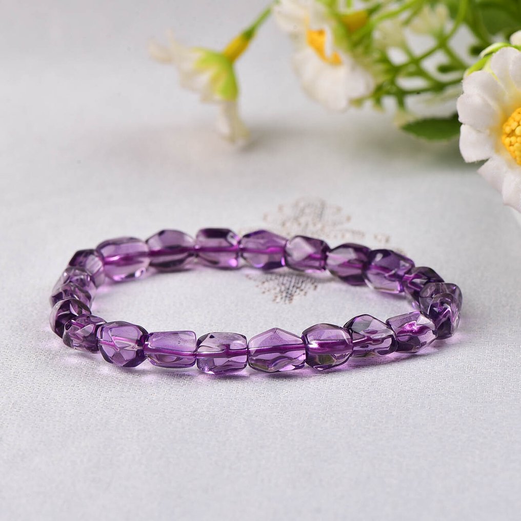 No Reserve - ALGT Certified - Natural Amethyst Bracelet - An intense hue captured in crystal-clear purity- 14.52 g #3.2