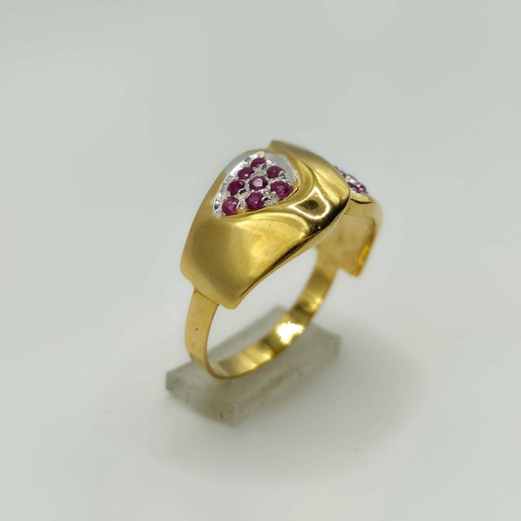 没有保留价 - 鸡尾酒戒指 - 9 kt. 黄金, 银 红宝石 #2.1