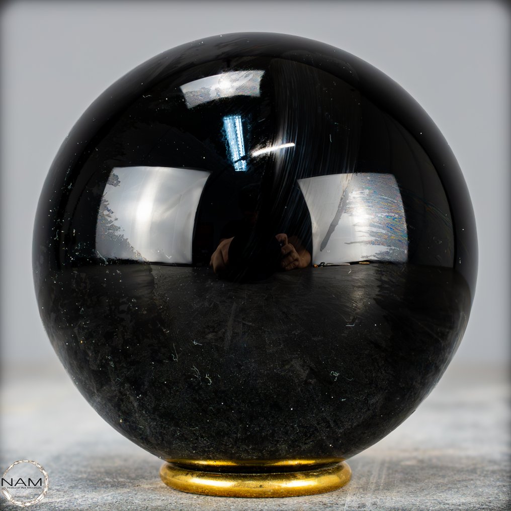 天然顶级品质闪耀黑曜石 球体- 1155.11 g #1.0