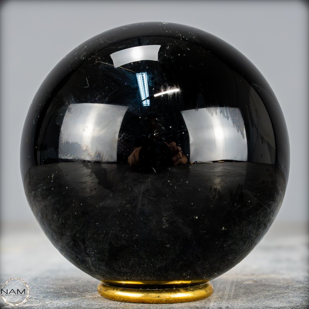 天然顶级品质闪耀黑曜石 球体- 1155.11 g #2.1