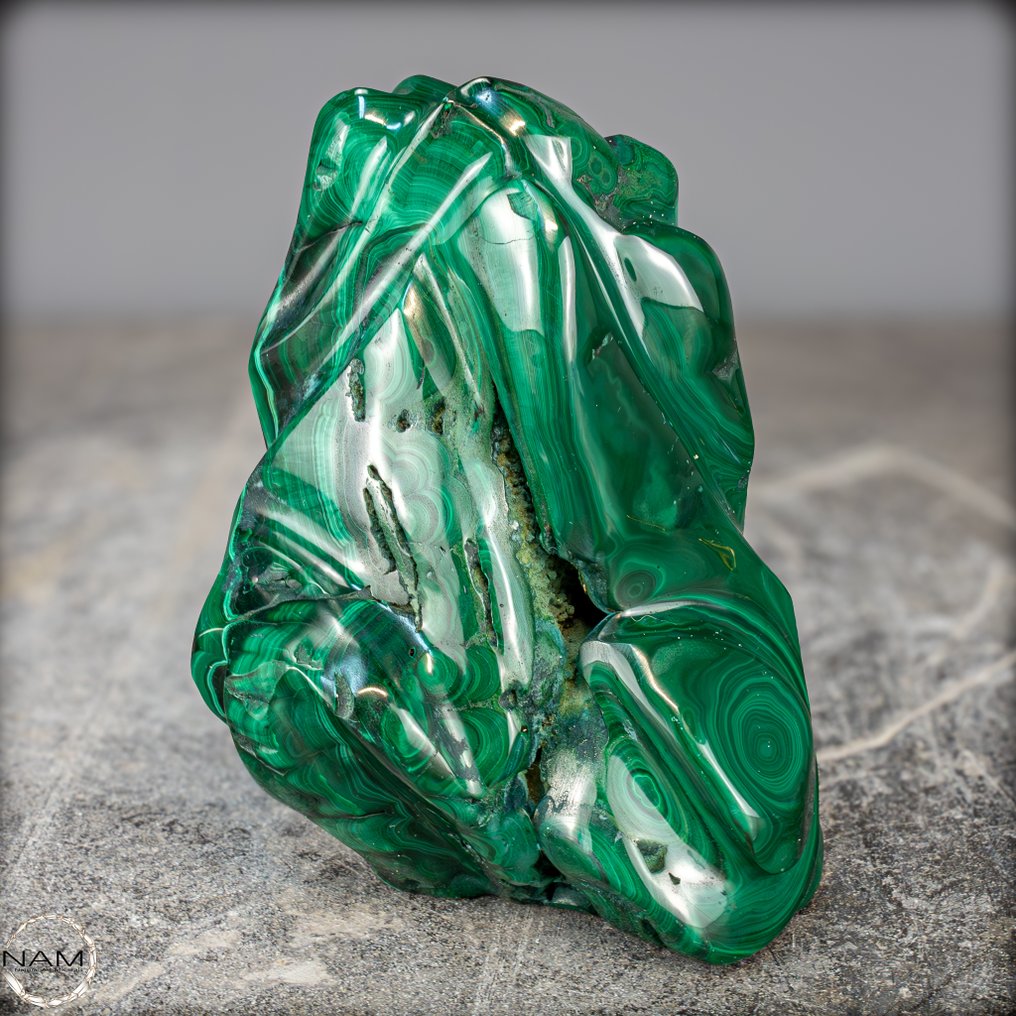 稀有的孔雀石自然火焰 雕塑- 1202.19 g #2.1