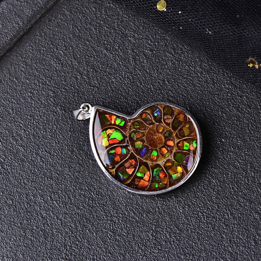 Χωρίς κράτηση - Πιστοποιημένο ALGT - Μεγάλο και αποκλειστικό φυσικό μενταγιόν Ammolite Ένα έντονο χρώμα που τραβάει αμέσως το βλέμμα- 8.99 g #3.2