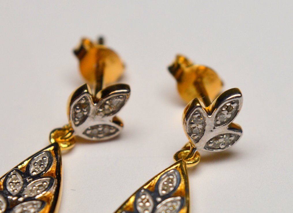 沒有保留價 - 耳環 925纯银 鉆石 (天然)  - 0.144 克 #2.1