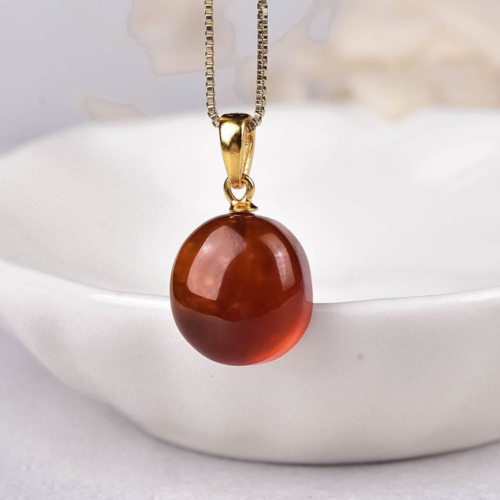 Χωρίς ελάχιστη προσφορά - Πιστοποιημένο από ALGT - Μενταγιόν με φυσικό γαρνάτη. Ζωηρά χρωματισμένο, με διαύγεια που πιάνει το φως- 3.3 g #1.0