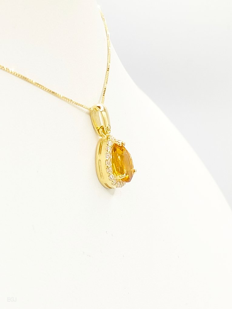 Sans Prix de Réserve - Collier - 14 carats Or jaune Saphir - Diamant #3.2