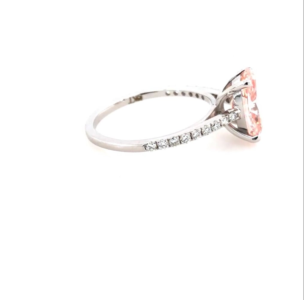 Sormus - 18 kt. Valkokulta -  2.23ct. tw. Vaaleanpunainen Timantti (Fancy-värinen laboratoriotimantti) - Timantti #3.2