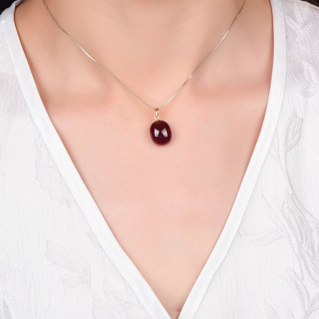 无底价 - ALGT 认证 - 天然石榴石吊坠 色彩鲜艳，清晰度令人夺目- 3.79 g #1.0