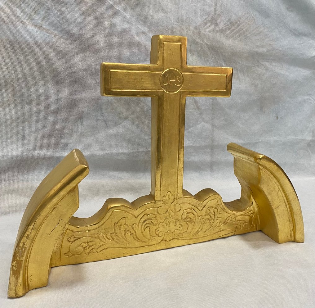  Kors - Trä, Guldblad - 1850-1900 - 44 cm  #1.0