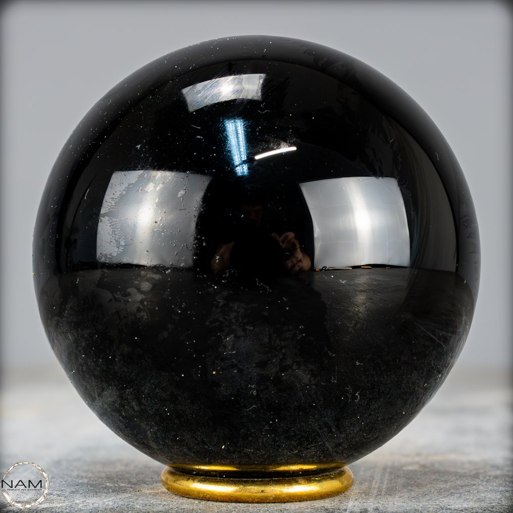 天然顶级品质闪耀黑曜石 球体- 1155.11 g #1.0