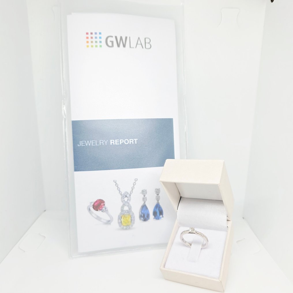 没有保留价 - 戒指 - 14K包金 白金 -  0.37ct. tw. 钻石 (天然) - 钻石 #3.2